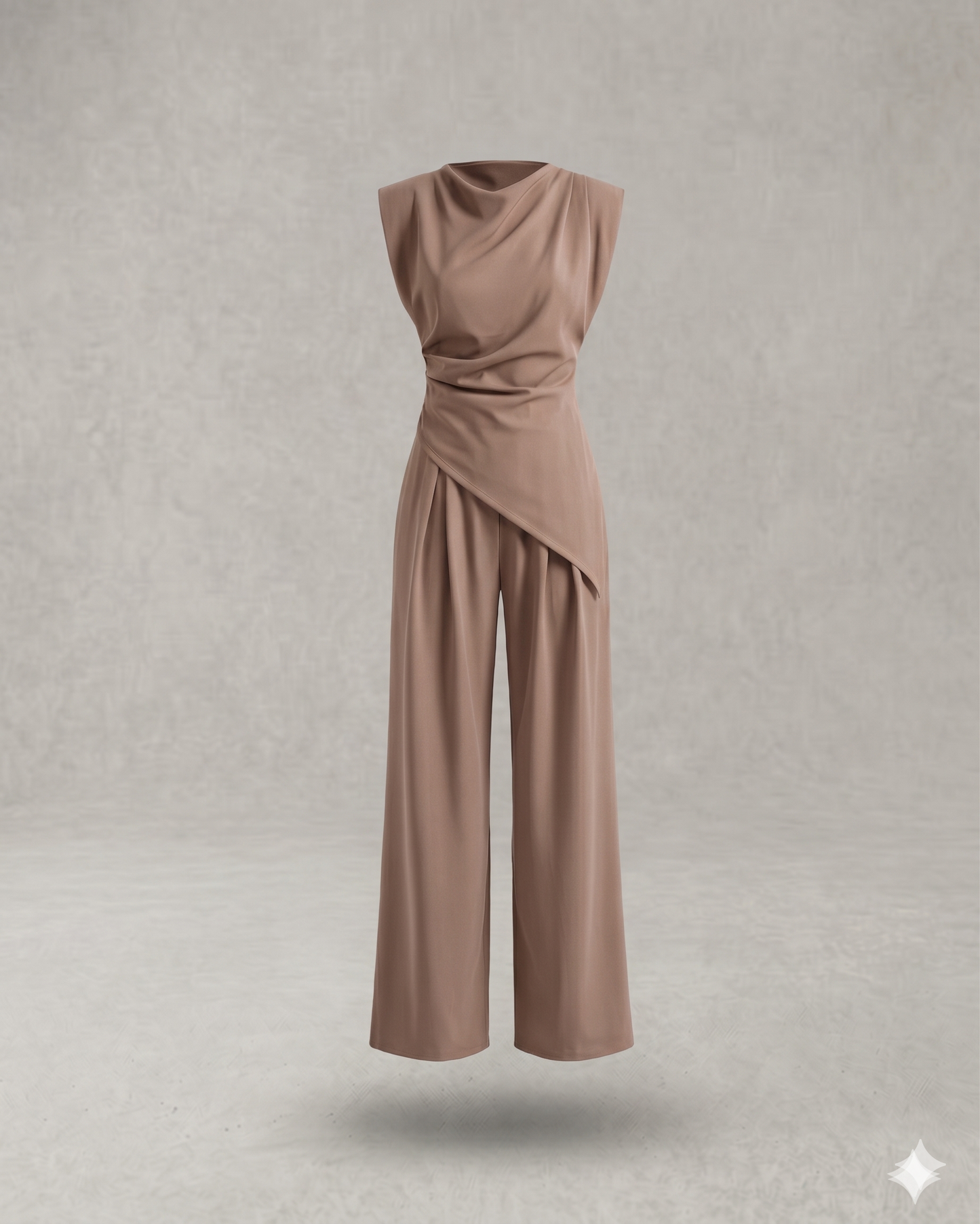 Victoria – Conjunto elegante de top irregular y pantalón de pierna ancha