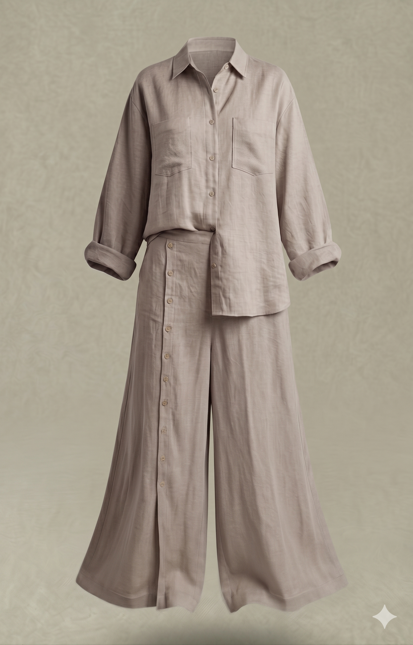 SABANA – Elegante conjunto Bohemio de Camisa y Pantalón con Botones