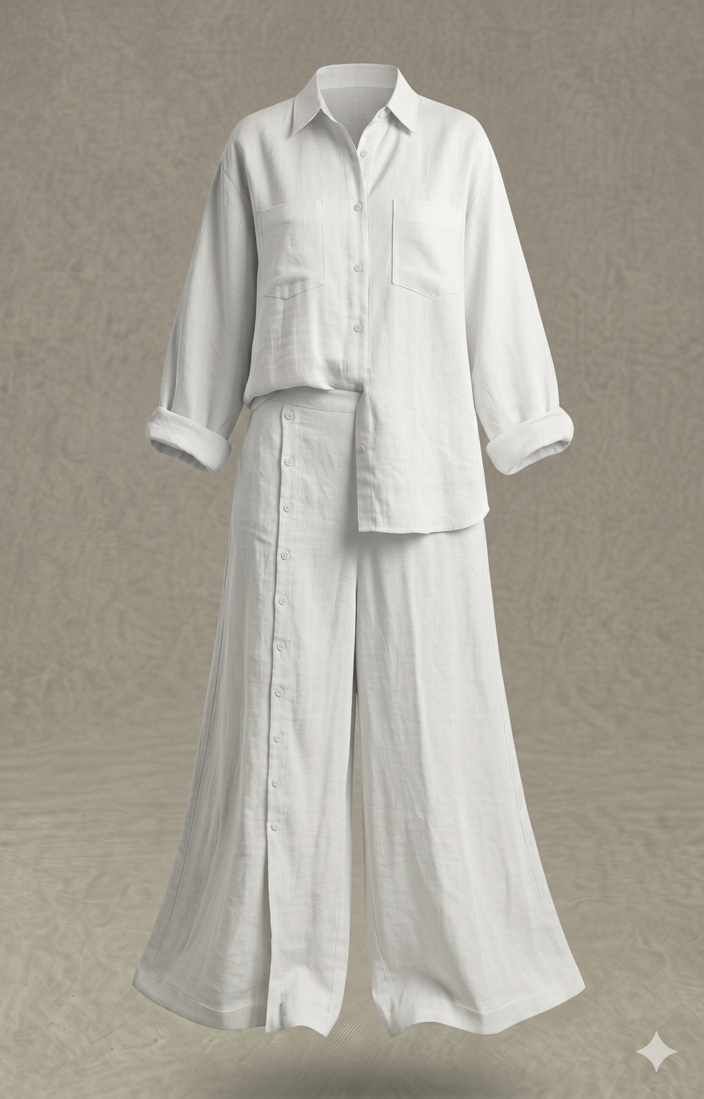 SABANA – Elegante conjunto Bohemio de Camisa y Pantalón con Botones