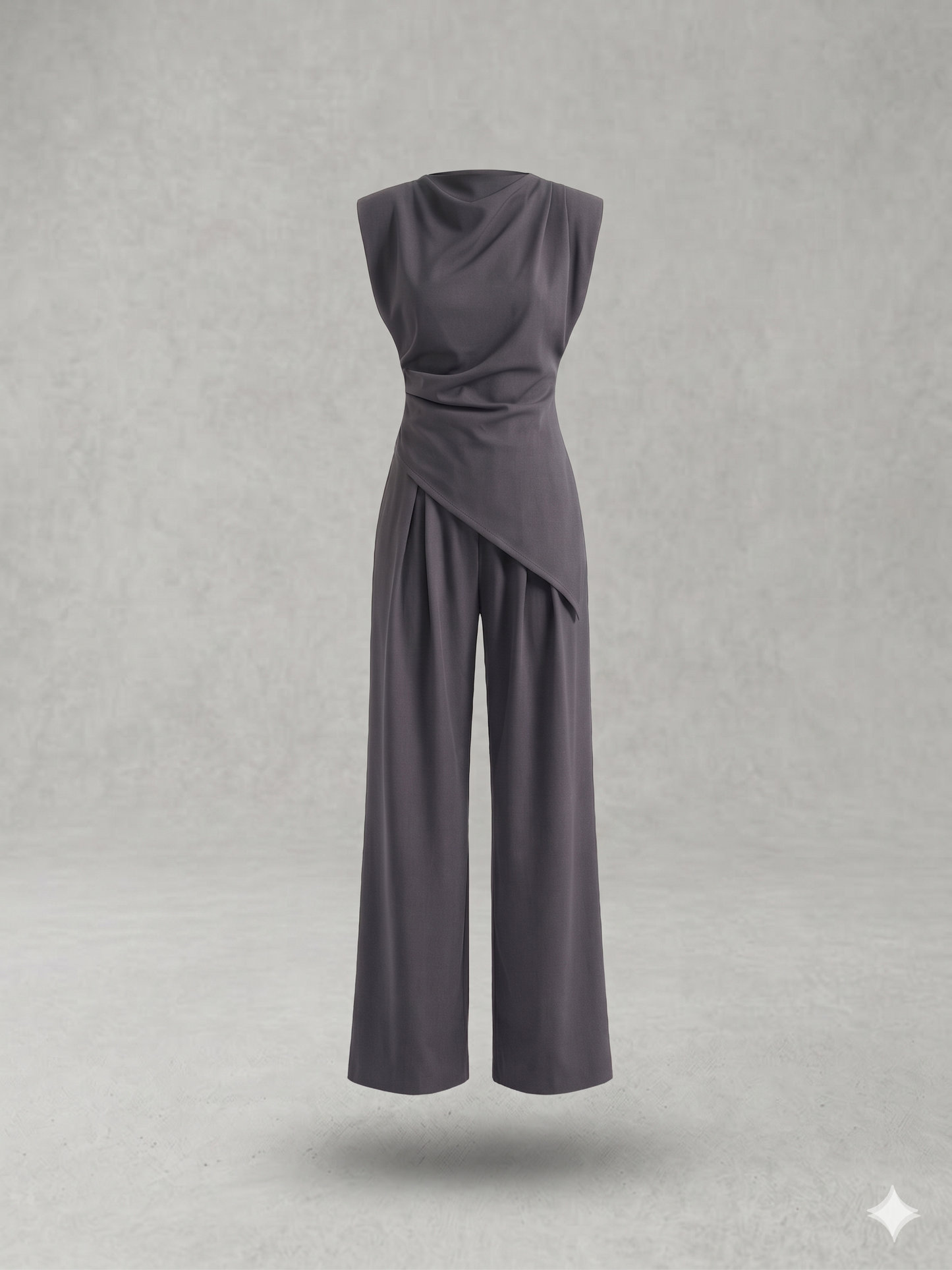 Victoria – Conjunto elegante de top irregular y pantalón de pierna ancha