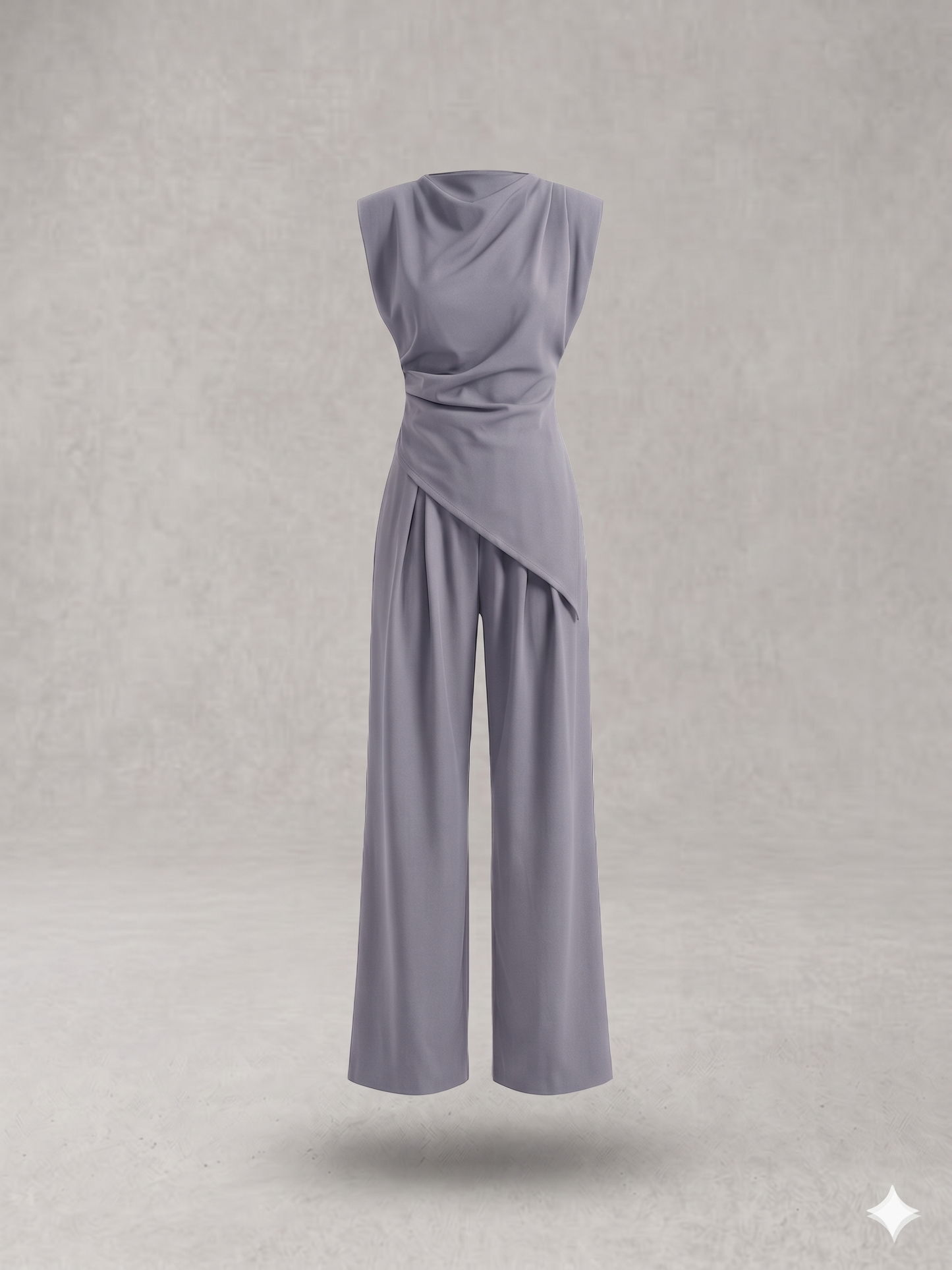Victoria – Conjunto elegante de top irregular y pantalón de pierna ancha