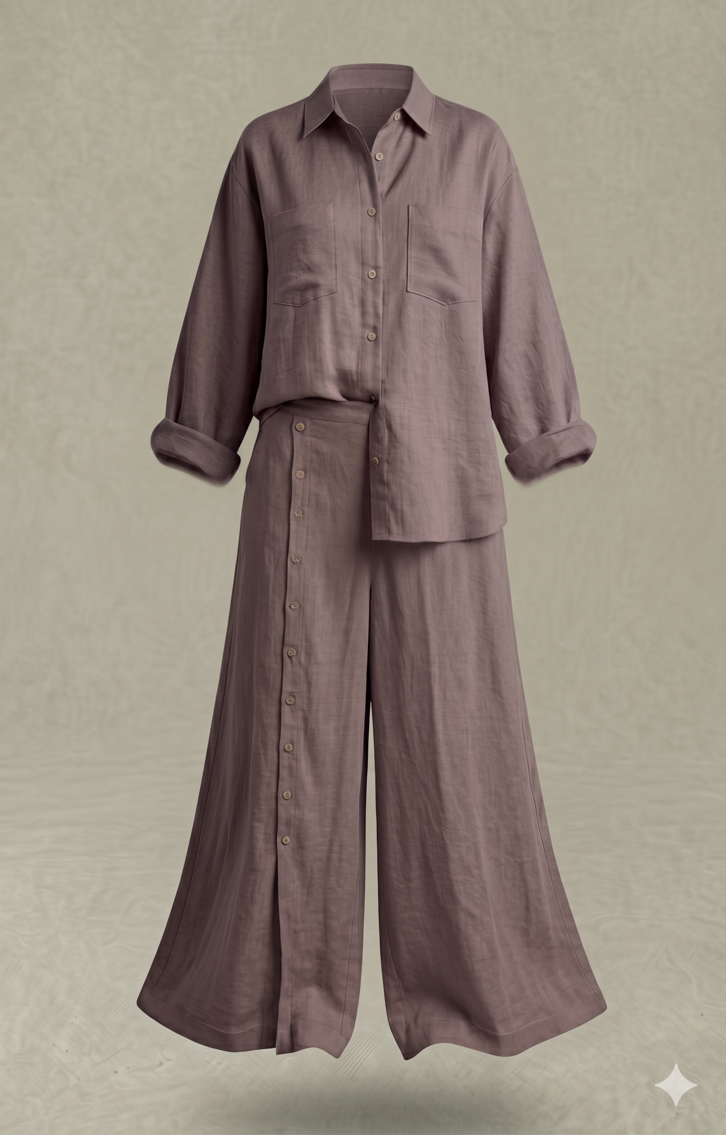SABANA – Elegante conjunto Bohemio de Camisa y Pantalón con Botones