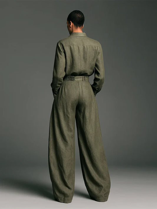 Amira - Conjunto con camisa fluida y pantalón ancho