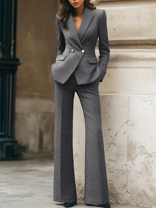 Lorena – Traje de dos piezas de tweed con estampado pata de gallo