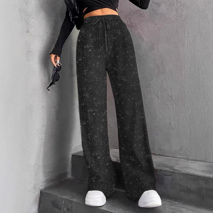 Sofía – Pantalones de lentejuelas de pierna ancha con cintura elástica
