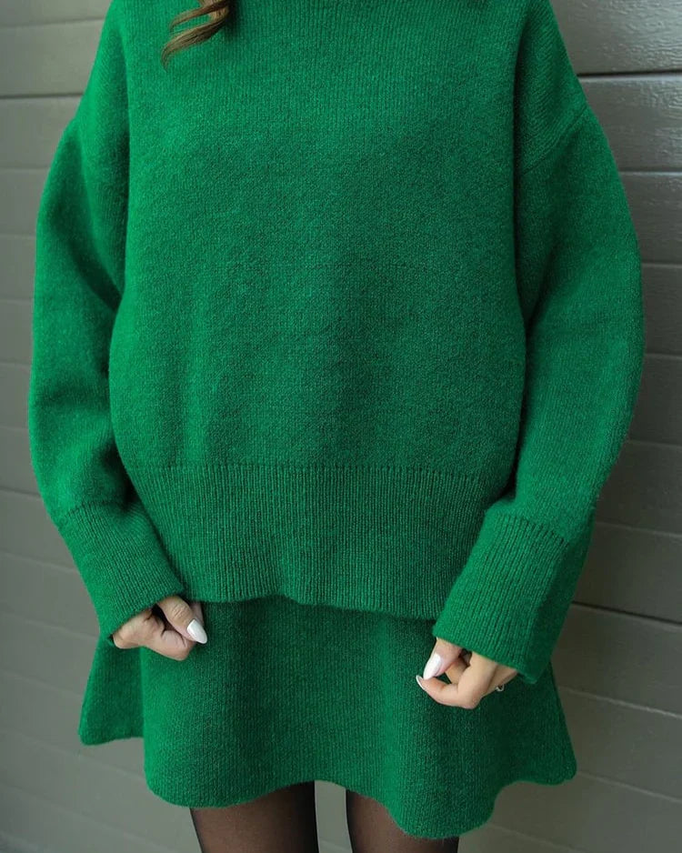 Lara - Conjunto de otoño de punto con jersey y falda
